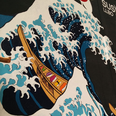 Close Up of Kibo Sushi Mural in Toronto, Ontario