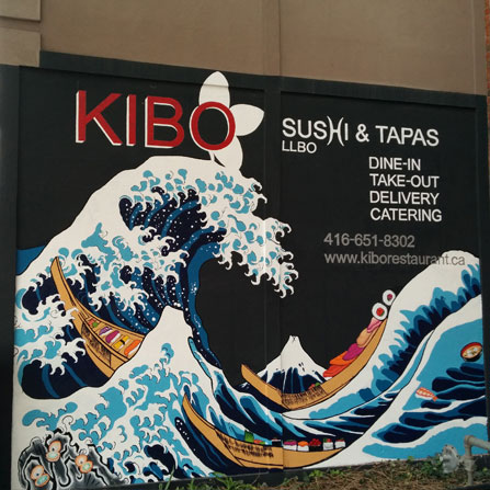 Alternate angle of Kibo Sushi Mural in Toronto, Ontario