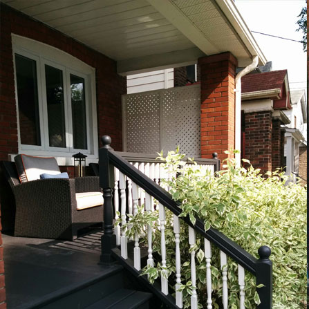 Side view of deck repainting in Leslieville, Toronto, ON